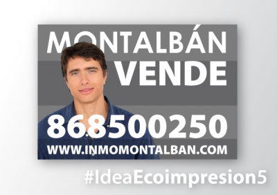 Idea carteles de inmobiliaria todo color con la foto del comercial