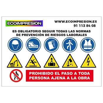 Fabrica carteles prevencion laboral polipropileno y glasspack