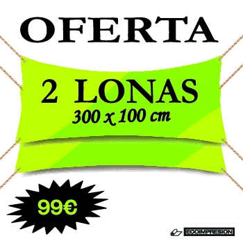 OFERTA IRRESISTIBLE 2 LONAS PUBLICITARIAS 300X100CM + DISEÑO GRÁFICO