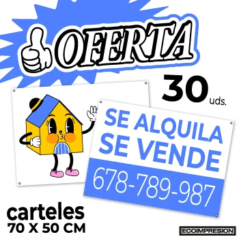 OFERTA ESPECIAL 30 CARTELES POLIPROPILENO 70X50CM TODO COLOR