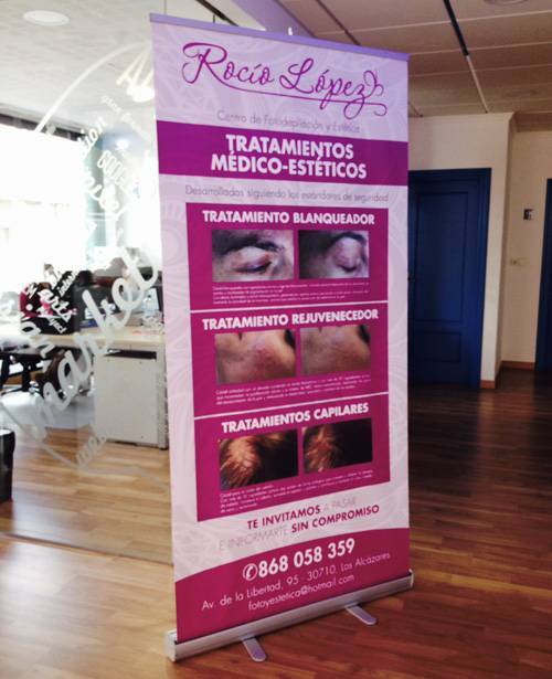 Impresion y fabricación de roll up para empresa de estética.