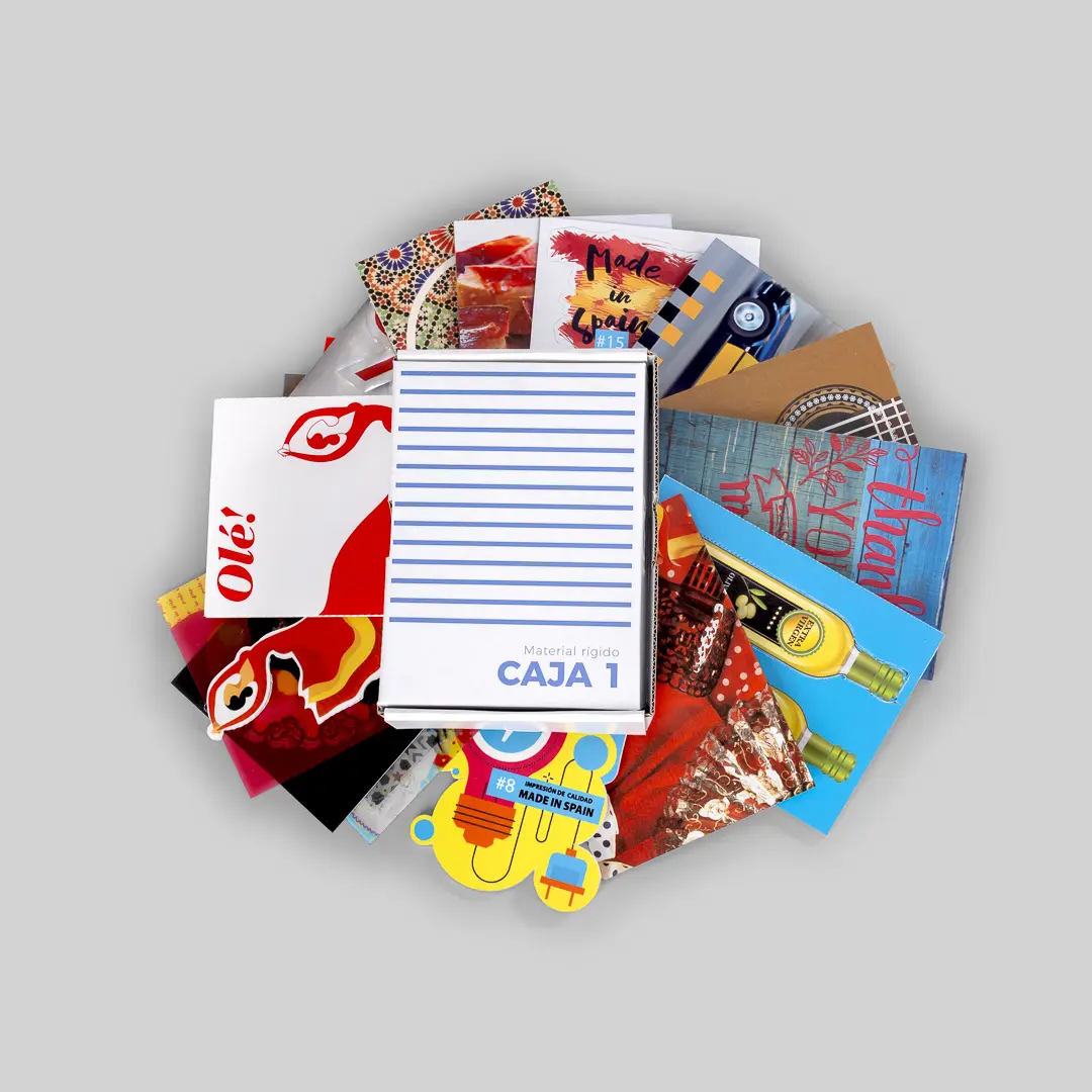 Caja muestras ecoimpreson materiales