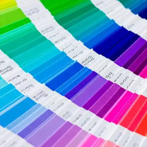 Muestrario de colores con degradados en abanico